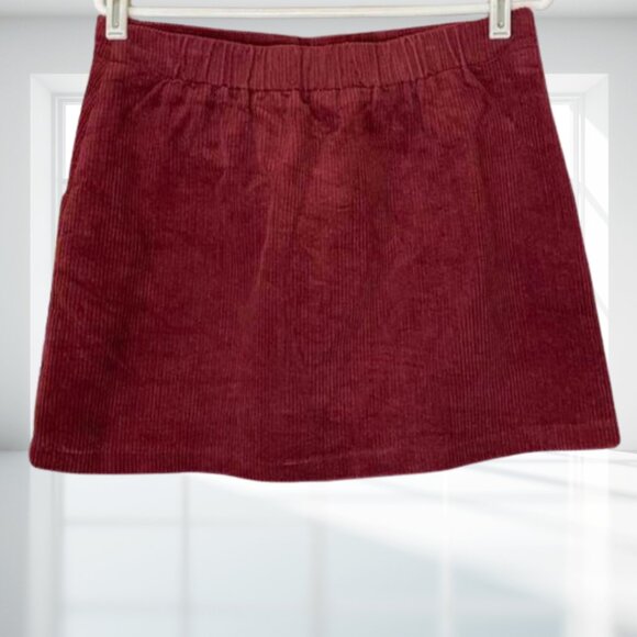 Le Lis Corduroy Mini Skirt Buttons, Pockets and Elastic Waist Size Medium - Picture 3 of 10